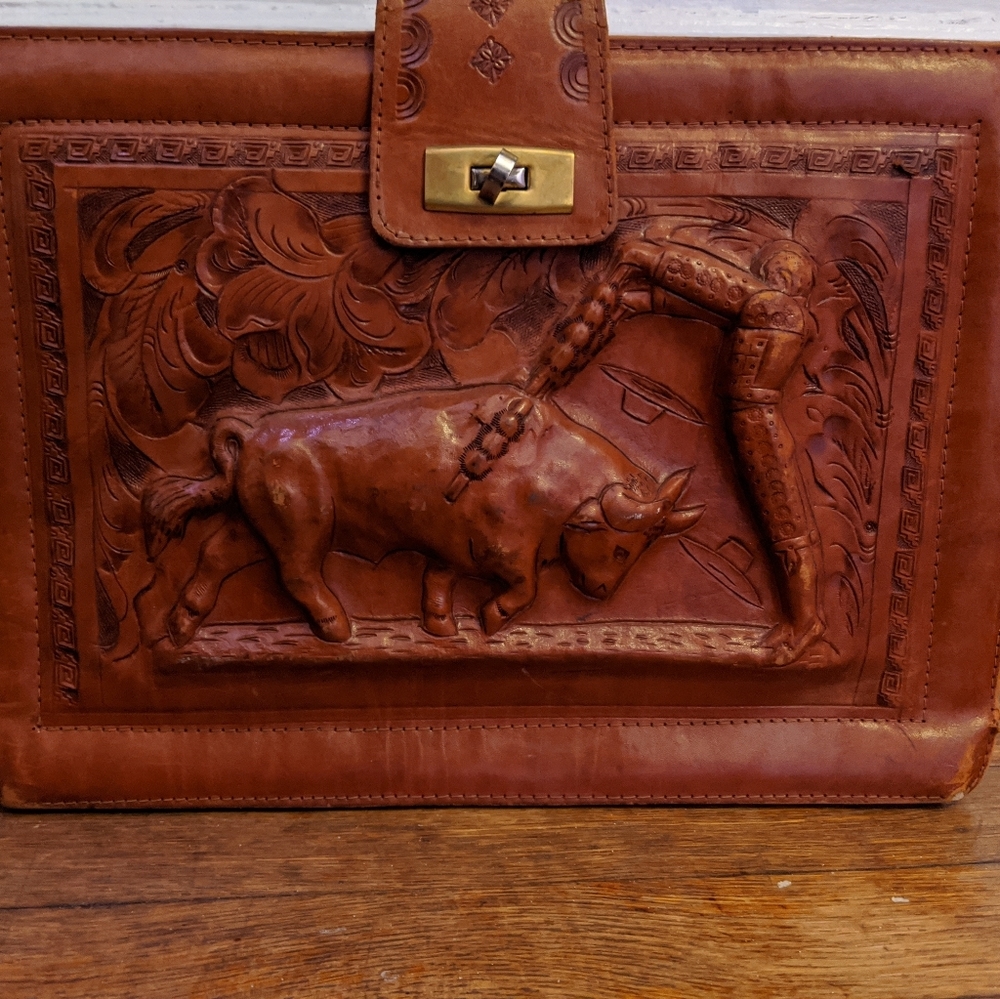 Vintage Spanish Leather handbag cognac/Brown Matad